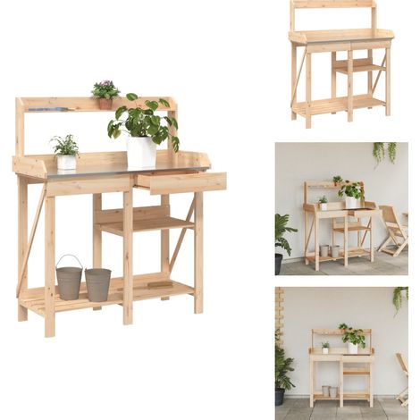 Banc de rempotage avec étagères bois massif de sapin - Meuble De Jardin - Banc De Plantation - Support Plante - Jardinerie - Outillage Jardin (1/5)