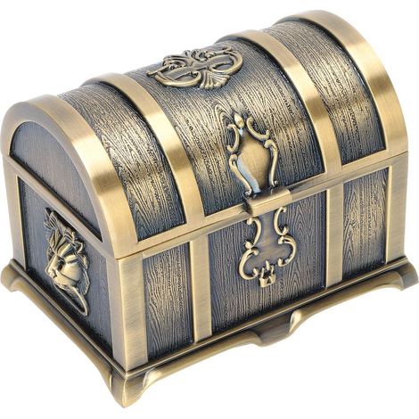 Klassische rechteckige Vintage-Aufbewahrungsbox aus Metall für Damen und Mädchen, Schmuckkästchen für Accessoires, Ohrringe, Halsketten, mittelgroße Box. (1/5)