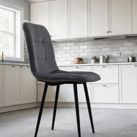 Ensemble table et 4 chaises de cuisine 140 x 80 cm blanc en MDF (1/5)