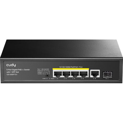 Cudy GS1005PTS1 commutateur réseau Gigabit Ethernet (10/100/1000) Connexion Ethernet, supportant l'alimentation via ce port (PoE) Noir (1/4)