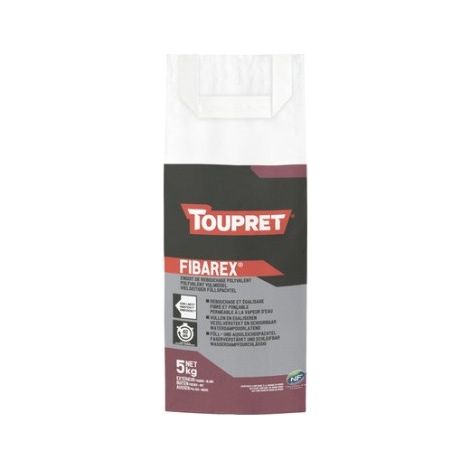 Toupret Fibarex Enduit polyvalent fibré intérieur et extérieur 5 kg – Rebouchage et réparation renforcée