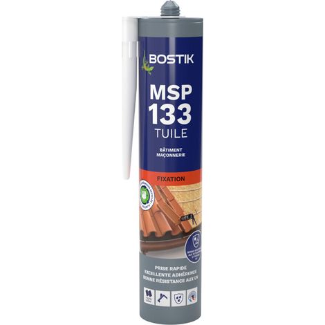 Bostik MSP 133 - Mastic de Fixation Hautes Performances Pour Collage et Jointoiement De Tuiles - Formule MS Polymères - Extérieur - Maintien Immédiat - Couleur : Tuile - 1 Cartouche 290 ml (1/4)