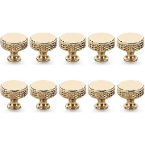 Lot de 10 boutons de meuble ronds moletés en bronze champagne pour tiroirs, commodes, placards et armoires de cuisine (1/4)