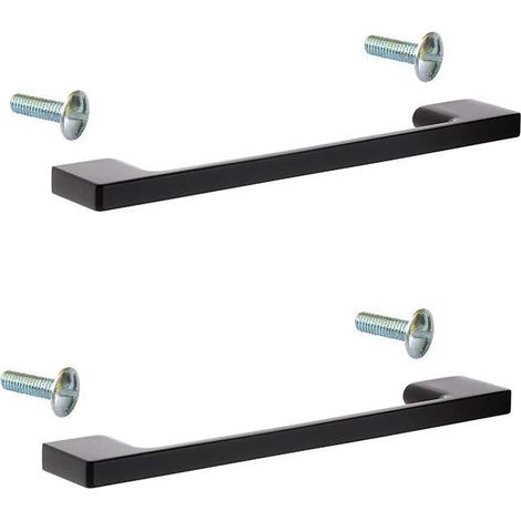 Cyclingcolors – Lot de 2 poignées de meuble 128mm en acier noir mat – Design moderne pour placards et cuisines – Longueur totale 161mm (1/4)
