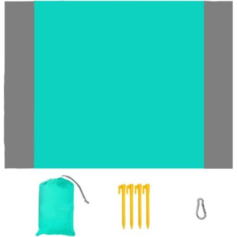 Couverture de pique-nique - 200x210 cm - Couverture de pique-nique - Couverture de plage - Imperméable - Accessoire de plage - Convient pour le camping/jardin/plage/pique-nique - Vert et gris - Polyes (1/5)