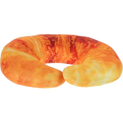 Oreiller Cervical de U 31x26 Cm, Coussin Moelleux en Coton, Imitation Pain Croissant, Soutien Nuque pour Voyage, Bureau, Maison, Oreiller de Sieste Confortable (1/5)