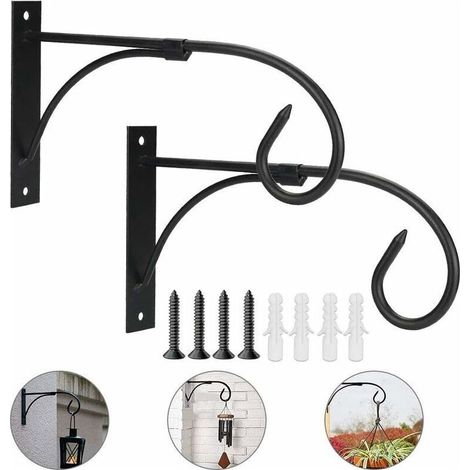 ganchos colgantes de hierro forjado, soportes para plantas colgantes antioxidantes, ganchos de pared atornillables con tubo de expansión, ganchos de pared para plantas de jardín, comederos para pájaro (1/5)