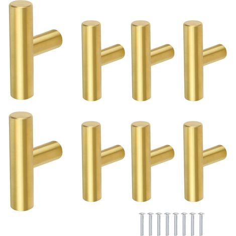 Poignée de Meuble 8 Pièces, Or Boutons de Porte Placard, Épaissie Vis Trou Profond, Texture Délicate Solide et Robuste, pour Armoires Tiroirs (1/5)
