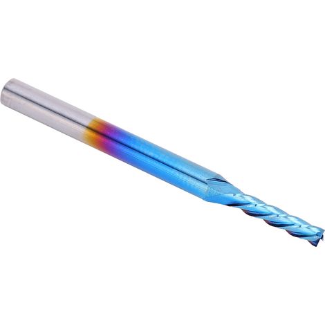 Fraise à 4 dents en acier au tungstène avec revêtement NanoBlue, poignée droite pour fraiseuse CNC (3,175 x 2 x 10) (1/5)