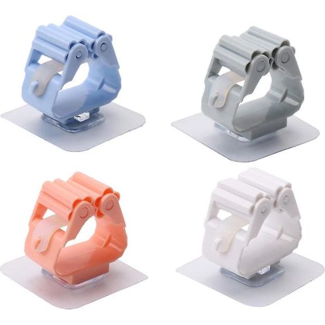 Lot de 4 supports à balais suspendus sans trou, crochet pour balai de salle de bain (1/4)