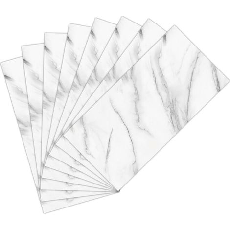 Piastrelle adesive effetto marmo per paraschizzi – Set di 8 pezzi, 30 x 30 cm – Facili da installare, resistenti all'umidità – Cucina e bagno