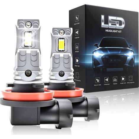 H11 LED, 6500K H11 LED Car Headlight Bulb, H8 H9 H16, 900% Brightness, 1:1 Halogen Size, IP68, 90000+ Hours of Life Ve, Plug-N-Play, 2 Pieces (1/5)