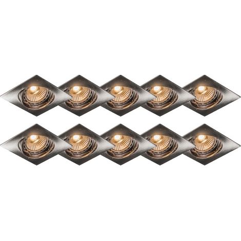 edu square - Spot encastrable - 10 pièces - L 90 mm - Acier - Moderne - éclairage intérieur - Salon I Chambre I Cuisine I Salle à manger (1/3)