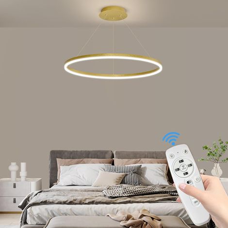 Suspension Ronde or 60cm, Lumière D'îlot à Variateur 10% à 100% Anneau LED Moderne 3000k/4500k/6000k Lustre Salle à Manger Suspension à Hauteur Ajustable pour Cuisine ou Salon (1/5)
