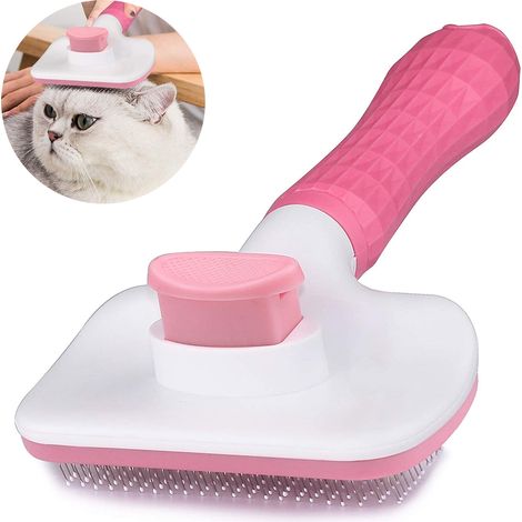 1 Brosse pour chiens et chats, poils longs et courts, élimination poils en un clic, acier inoxydable (1/5)
