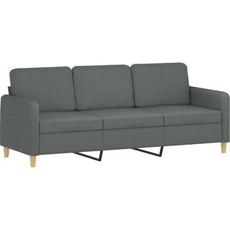 Canapé Sofa à 3 places Gris foncé 180 cm Tissu (1/5)