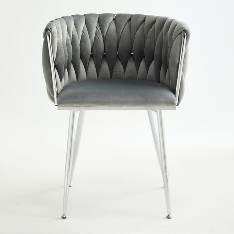 CHICFURN Lot de 2 tabourets de bar gris en tissu tissé, dossier bas, structure métal rembourrée, pieds stables antidérapants, idéal pour cuisine, îlot central et bar moderne (1/5)