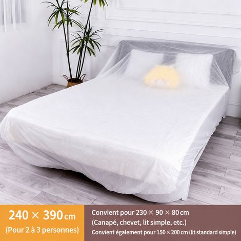Housse de protection anti-poussière blanc pur 240 x 390 cm pour petit canapé 3 places en tissu non-tissé 390cm 1 réf 5817 1 × 1 × 1 cm 220 g – Livraison gratuite