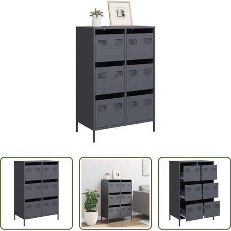 vidaXL Stahl - Highboard Anthrazit 68x39x101,5 cm Stahl (1/5)