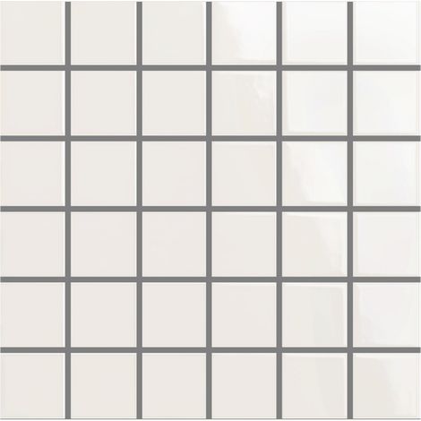 Mosaïque de grès cérame PICCOLO VELVET 5x5cm (finition brillante) -  Bright white - -  301 - Bright white - boîte de 0.93 m2