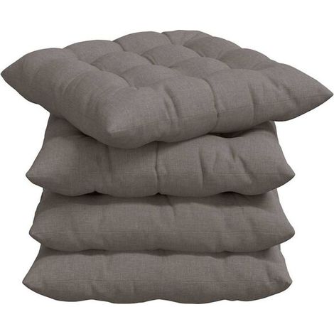 Coussins de siège, 4 pièces, gris-brun, 40 x 40 x 6 cm, tissu. (1/5)