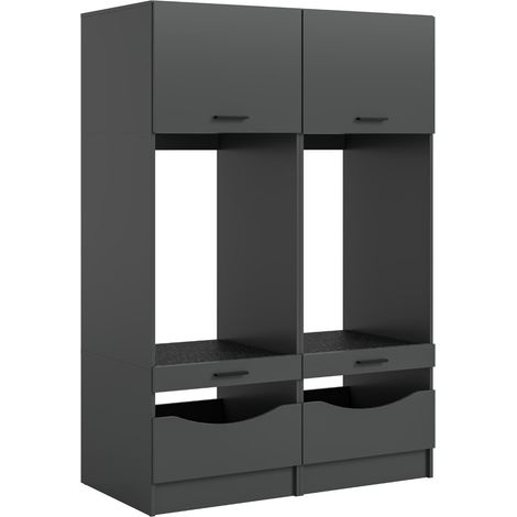 Free armoire à machine à laver 4 portes, 2 portes battantes, 2 tiroirs, 4 étagères anthracite. (1/5)