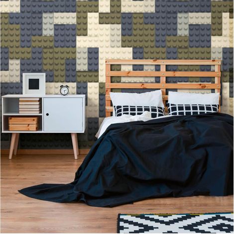 Photo wallpaper wall Profhome 770651 non-woven wallpaper smooth with pattern for kids matt grey olive green cream beige 1,59 m x 2,8 m (1/5)
