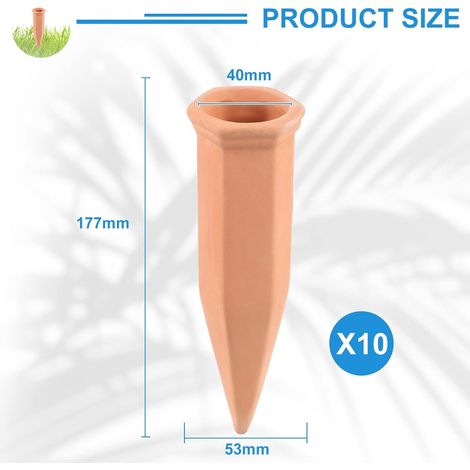 10 x Cône D’arrosage en Argile Arrosage Automatique pour Plantes, D'intérieur Ampoules D'arrosage Distributeur D'eau pour Plantes Globe D'arrosage Ollas Terre Cuite pour Jardin Maison Extérieur