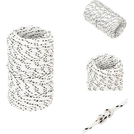 Corde de bateau tressé Blanc 2 mmx25 m Polyester - Corde Marine - Corde Polyester - Corde Tressée - Ligne De Gréement - Écoute Principale (1/5)