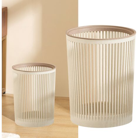 Großer, robuster Kunststoff-Abfalleimer mit Perforation für Büro/Wohnzimmer, weiß (1 Stück) (1/5)