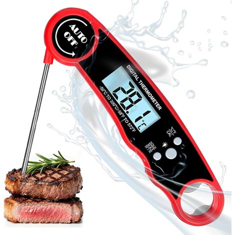 Thermomètre à viande, thermomètre alimentaire à lecture instantanée avec rétroéclairage, étanche, magnétique numérique, de -50 °C à 300 °C, étalonnage, meilleur gadget de cuisine pour barbecue (1/5)