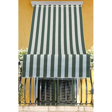 Tenda da sole 140x250 cm a caduta in poliestere ombreggiante da balcone - Panna/Verde
