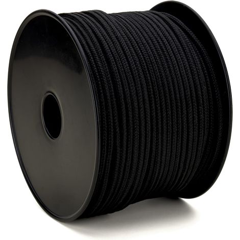 Ø 2 mm Bobine 100 m Tressée Polypropylène Noire Corde Extérieur,Arrimage et Jardinage (1/5)