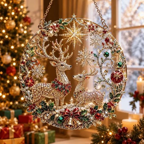 Nouvelle peinture diamant de Noël - Attrape-soleil - Ange à la harpe - 15 cm