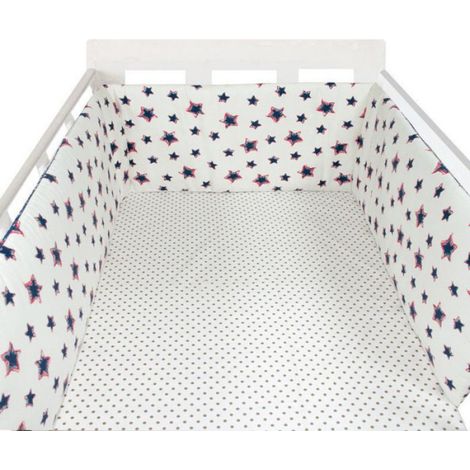 Tour De Lit - 200 Cm Longueur X 30 Cm Hauteur - Pour Lit Bébé Standard - Monobloc Tissu Coton - Fermeture Éclair Amovible - 1 Pièce