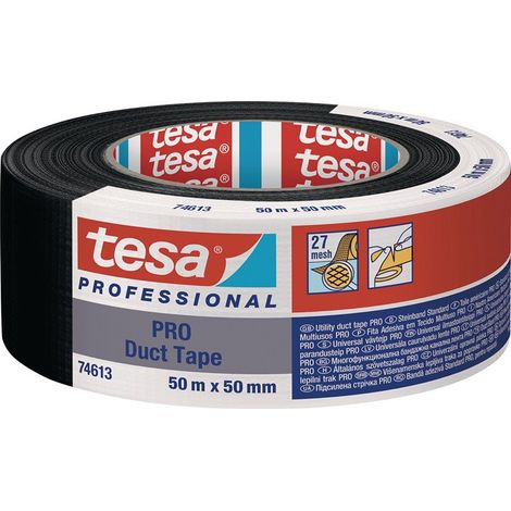 Adhésif toilé Duct Tape PRO 74613 noir longueur 50 m largeur 50 mm TESA