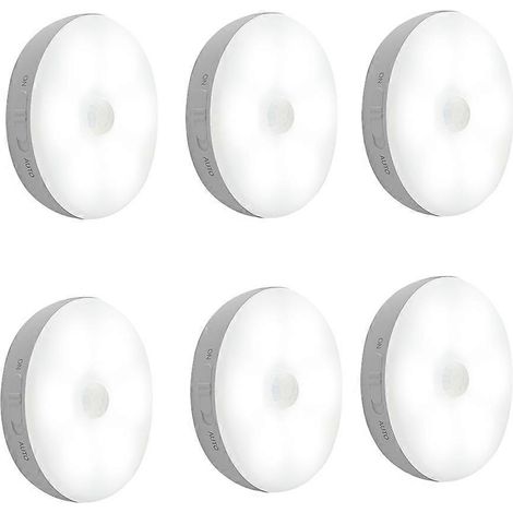 Lot de 6 lampes LED Puck Light à détecteur de mouvement, rechargeables par USB, pour placard, sous meuble ou comptoir (blanches) - FFY (1/4)