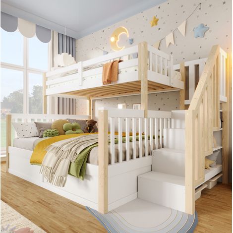 struttura letto 90x200 140x200 con scala contenitore OKMYHOME (1/5)