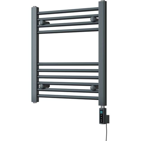 Zennor - Anthracite Electric Towel Rail H600mm x W500mm Straight 200w Thermostatic WIFI (1/3)
