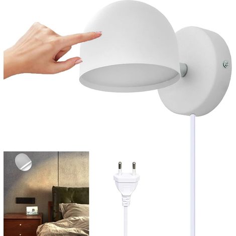 CCYKXA 9-W-LED-Wandleuchte für den Innenbereich mit Stecker, dimmbare Touch-Wandleuchte, 360° drehbare Nachttischlampe, 3000 K warmweißes, verstellbares Leselicht für Wohnzimmer, Schlafzimmer, Treppen