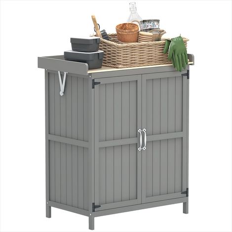 Chariot de jardin en bois avec étagère gris 74 x 43 x (1/5)