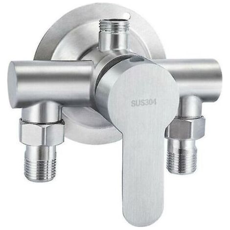 1 pièce 304 acier inoxydable exposé chaud et froid robinet de douche interrupteur chauffe-eau robinet de salle de bain, acier inoxydable exposé robinet de douche triangle douche (1/5)