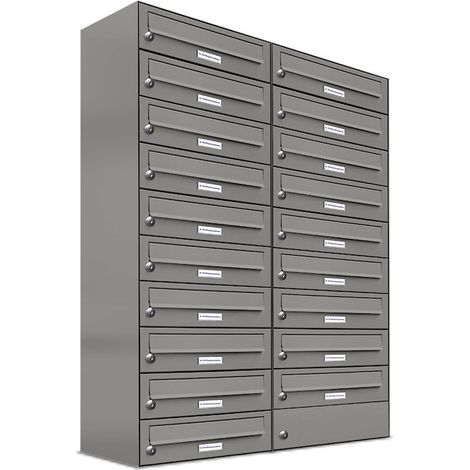 19er Premium Briefkasten Aluminiumgrau RAL Farbe 9007 für Außen Wand Postkasten 2x10 (1/5)