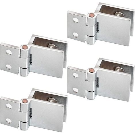 inherited 4 pièces Clip de porte en verre charnière, Charnière pour Porte en Verre de Meuble de Cuisine, Vitrine, Douche, Support en Acier Inoxydable pour Porte de Placard Angle Ouverture (1/5)