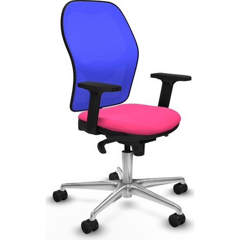 Jorquera sincro malla azul similpiel rosa brazos 2D base aluminio  ruedas 65mm nailon