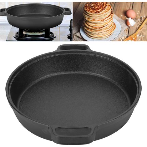 Sartén para tortitas de hierro fundido de 25 cm de grosor con 2 asas – Sartén plana para cocinar en casa – Sin revestimiento, antiadherente de forma natural (1/5)