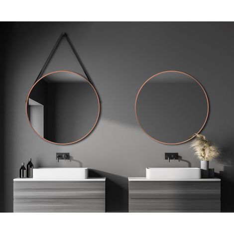 Miroir Mural Rond décoratif en cuivre Mat Ø 80 cm (1/5)