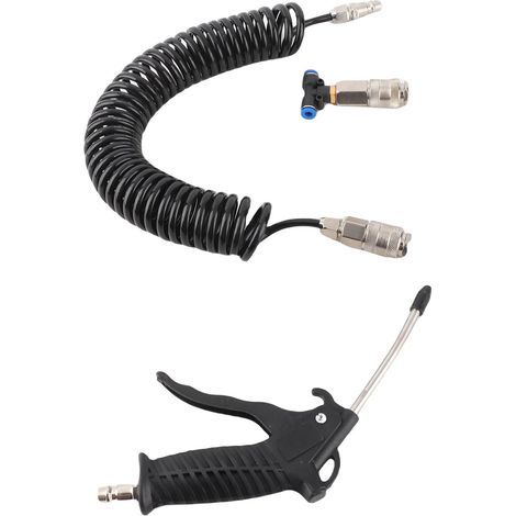 Pistolet soufflant à air comprimé noir, kit de nettoyage pneumatique avec tuyau PU et petit raccord UE (1/5)