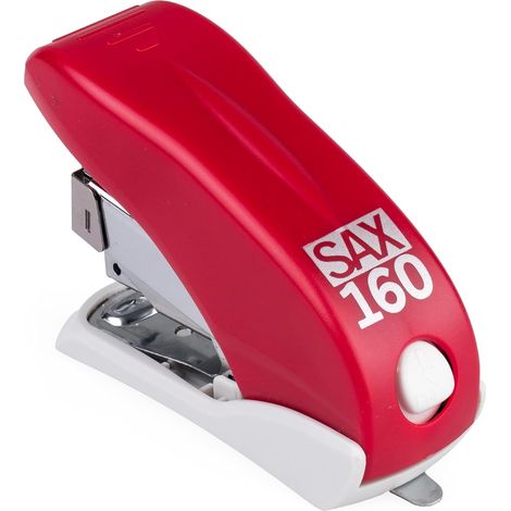Agrafeuse SAX 160, capacité 16 feuilles, chargement frontal, agrafage plus facile, rouge, profondeur max. 29mm, pour agrafes No. 10, adhérence fermée (1/5)