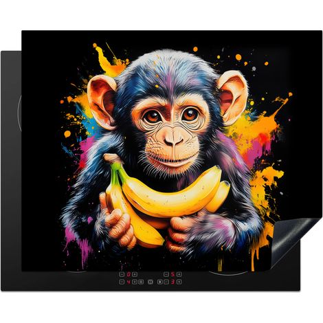 PROTECTION PLAQUE INDUCTION Singe - Graffiti - Coloré - Bananes - Moderne Cuisine Accessoire 65x52 cm (1/5)